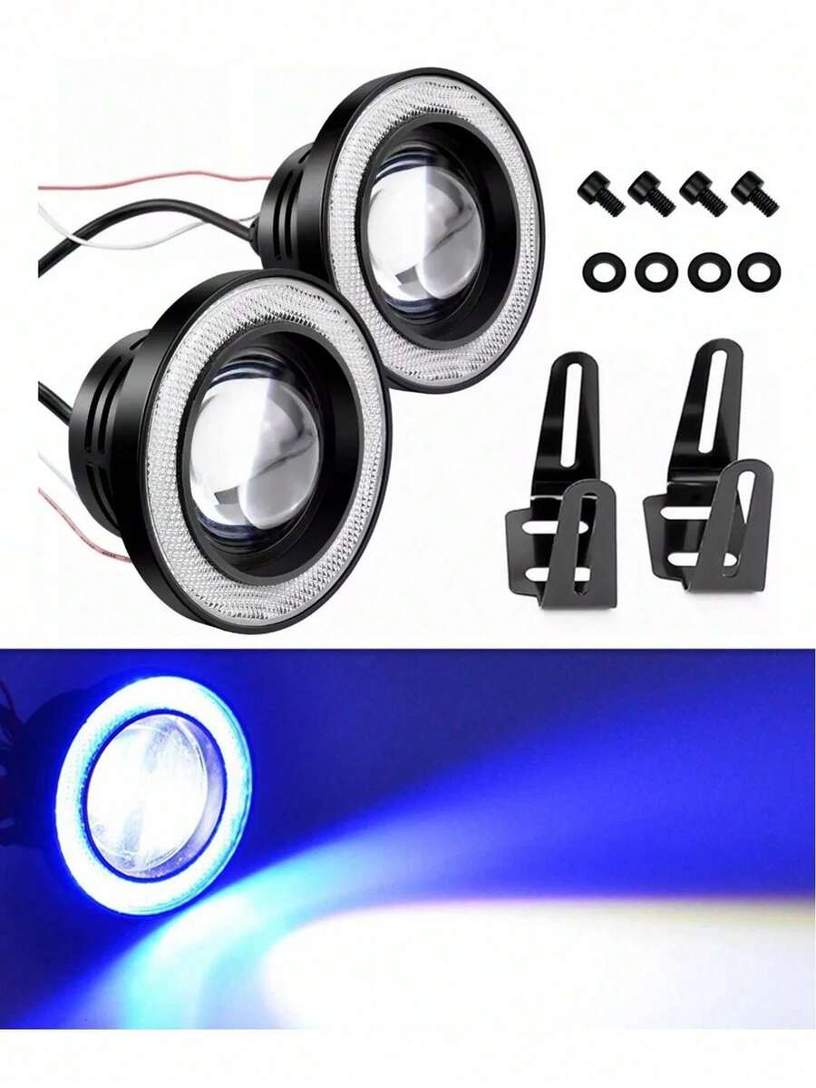 2 LED Angel Eye Fog Lights 3.5 Inch Universal Car - A - View 1