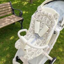 Yue Ye 1pc Baby Carriage Seat Pad With Cartoon Floral Print, Soft Comfortable Breathable Stroller Mat For Outdoor Activities And Home Use - White - View 12