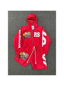 Autumn And Winter Vintage Zipper Loose And Versatile Sweater For Men And Women, Street Hooded Top And Pants Two-Piece Set - Red - View 11