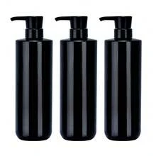 3 chai nhựa đen tái sử dụng đựng sữa tắm dạng bơm, bình đựng xà phòng, chai dung tích lớn có thể tái sử dụng, dụng cụ và phụ kiện phòng tắm. - Phong cách đen thuần túy - Xem 1