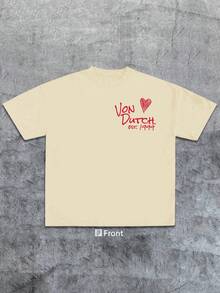 Summer Tops For WomenApricot 1pcs Women's Double-Sided Printing Von Dutchh Heart Logo With Key And Year 1999 Fabric Soft & Skin-Friendly Unisex Style Gifts For Spring Festival, Valentine's Day, St. Patrick's Day & World Cup-Van Dutch Dragon Print Women T Shirt Classic Americana Style Graphic TeeLoose And Comfortableofertas De Liquidacion Loose Tops Women - 杏色 - 查看 2