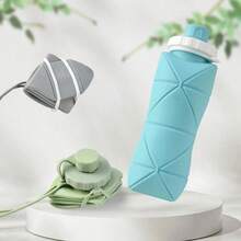 Outdoor Portable Water Cup Artifact! 600ml Foldable Silicone Cup, Easily Put In Your Pocket Foldable Water Cup Silicone Portable 600ml Outdoor Travel Sports Compressed Water Bottle Creative Casual Cup - GRAY - 查看 8