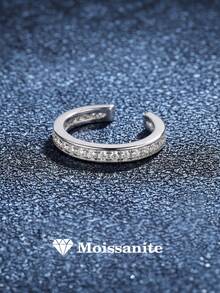 1 đôi bông tai kẹp hình bán nguyệt bằng bạc Sterling 925 đính đá Moissanite, mạ vàng 18K, thích hợp đeo hàng ngày, dự tiệc, kỷ niệm, ngày Valentine, đám cưới, trang sức cô dâu. - Bạc - Xem 1