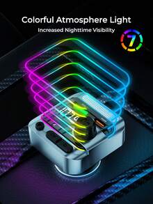 REMAX Bluetooth Car Charger With RGB Lights, PD45W Super Fast Charging, USB-A + Type-C Dual-Port, Bluetooth 5.3 For Stable Connection & Reconnection, Built-In HD Mic For Hands-Free Calling & Music Playback, Cool Charging Technology, Two Music Play Modes: Bluetooth & USB Drive, Type-C Charger, IPhone Charger, Universal Car Accessories, Car Essentials, Car Stuff - Holder - View 10