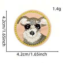 1pc Cute Cartoon Dog & Cat Embroidered Cloth Patch Decorative Sticker, Round Animal Sticker Accessory For Computer Embroidered Badge Logo - Cartoon Animal Patch - View 9