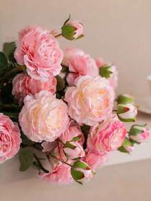1/3/5pcs Velvet Lotus Peony Artificial Flowers, Bouquet With Leaves, Realistic Long Stems, Artificial Material That Will Never Wither, Suitable For Home Decoration, Room Decoration, Flower Arrangement, Outdoor Garden Decoration, Wedding Bouquet, Mother's Day And Valentine's Day Gifts. - Multicolor - View 8
