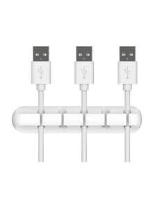 Phone Data Cable Organizer, Charging Cable Holder, Computer Earphone Cord Clip, Desk/Bedside/Car Self-Adhesive Cable Winder Clip - White - View 12
