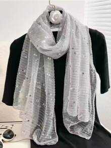 Pañuelo/pañuelo para la cabeza casual de poliéster brillante, adecuado para todas las estaciones - Negro - Ver 8