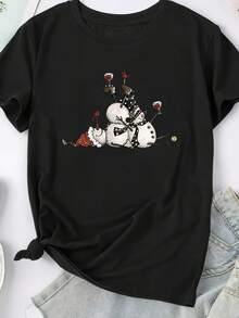 Tallas Grandes - Tallas Grandes - Camisetas Elegantes de Manga Corta para Mujer - Negro - Ver 12