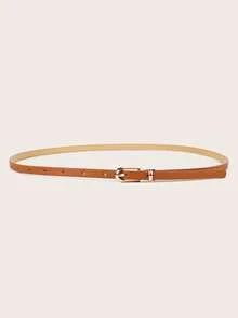 1PC Women's Minimalist Thin PU Leather Belt With Gold Pin Buckle, Casual Waist Strap For Dresses & Jeans - Casual Decorative Belt - View 13