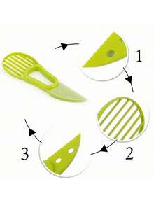 1 Peça Fatiador, Descaroçador e Descascador de Abacate 3 em 1 - Para Descaroçar, Descascar e Fatiar Abacate, Manga, Maçã, Kiwi e Outras Frutas e Vegetais; Portátil e Fácil de Limpar. Separador de Frutas Versátil para Cozinha Doméstica, Churrasco ao Ar Livre, Escola, Uso no Escritório. Fatiador, Picador, Faca de Plástico, Descascador, Espremedor de Frutas Multiuso, Utensílio de Cozinha, Utensílio para Vegetais, Item Doméstico - Multicolorido - Visão 5