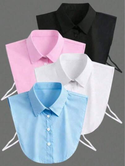 1 Peça Colarinho Pontudo Destacável Branco para Mulheres, Camisa de Camada de Base de Suéter, Camisa Sem Mangas, Colete Versátil, Colarinho Falso Versátil Universal de Negócios Casuais para Todas as Estações, Meia Camisa Colarinho Falso Decorativo, Adequado para Uso Profissional no Escritório, Presente de Férias (Cor do Botão Aleatória)