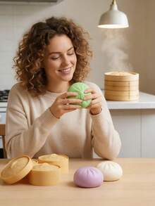 1/2/3/4个彩色饺子造型慢回弹挤压玩具，逼真食物造型，可放置于手上或桌面，缓解压力，适合缓解焦虑，办公室放松及家居装饰，馈赠亲友的最佳礼物（颜色随机） - 查看 10