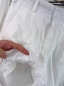 Linen Shirt And Shorts Set (2 Pieces) - White With Pockets - View 6