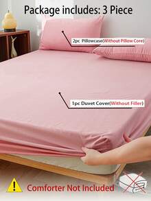 3 piezas Juego de ropa de cama suave y cómoda con textura de camello (incluye funda de almohada) - Rosa - Ver 8