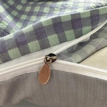 2/3 pièces Ensemble de housse de couette à carreaux, rayures, motif minimaliste, 1 housse de couette, 1/2 taies d'oreiller (sans rembourrage), tissu en lin lavé doux et respirant, durable et anti-boulochage, convient pour toutes les saisons, adapté aux lits jumeaux, doubles, queen et king, lavage machine - Vert menthe - Voir 10
