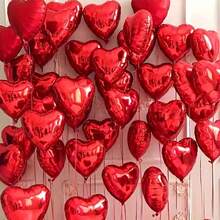 20pcs18-Inch Red Heart-Shaped Aluminum Foil Balloons, Suitable For Wedding, Birthday, Anniversary, Valentine's Day Decoration, Interior Decoration - Red - View 2
