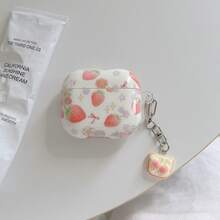 Funda para Apple con diseño de fresa linda con colgante, Funda protectora anti-caída para auriculares Apple Pro3/Pro2/4ta generación, regalo festivo, adecuado para regalo de novia - Blanco - Ver 12