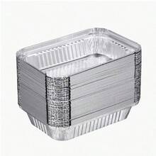 10个带盖铝箔烤盘，一次性铝箔食品容器，适用于派对、露营、烘焙、空气炸锅、厨房用具、露营必备品、家居用品，长方形铝箔烤盘，非常适合烹饪、加热、储存、烘焙、备餐、烘焙工具、厨房小工具、厨房用品、厨房配件、家用厨房用品 - A - 查看 7