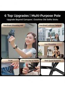 Gậy selfie từ tính đa năng với chân đế có thể tháo rời, điều khiển từ xa Bluetooth, giá đỡ điện thoại xoay 360° dành cho du lịch, quay vlog và chụp ảnh. - Một cỡ - Xem 4