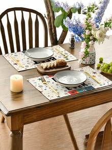 1/4/5/6/7pcs Father's Day Style Tablecloth Set, Home Decor Set, Living Room Decor Set, Bedroom Decor Set, Dining Room Decor Set, Linen-Like Material, Multiple Sizes Available, Dining Table Decor, Fireplace Mantel Scarf, Placemats, Coasters, Home Decor - Multicolor - View 5