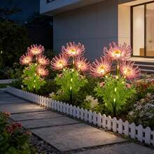 3pcs Realistic LED Solar Power Spider Lily Lights, IP44 Waterproof Outdoor Glowing Flower Stake Lights, Lifelike Texture Solar Powered Pathway Decor Lights For Garden - Red Spider Lily - View 6