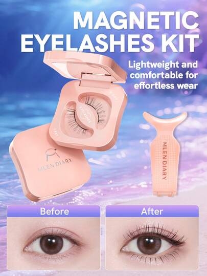  Mlen Diary Soft Magnetic False Eyelashes Set, 7-12mm Reusable No Eyeliner Needed, Upgraded 3D Dual Magnetic Lashes, Portable Glue-Free Lash Clusters Suitable For Natural Light Makeup