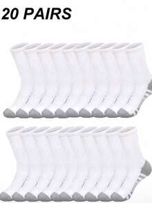 3/6/10/20 pares de calcetines de baloncesto para hombres, calcetines largos tipo tubo, antideslizantes, adecuados para baloncesto, ciclismo, deportes, blancos - Blanco - Ver 9
