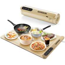 Warming Mat for Food - 18"x11" Food Warmers for Parties Buffet Electric Warmer Tray with 6 Temp Settings Portable Silicone Heating Pad Kitchen Gadgets and Gifts for Party Home Travel Beige - Beige - Ver 1