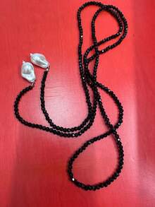 1 pieza Collar elegante y retro de estilo francés con diseño de nicho asimétrico con perlas y cristales, cadena larga versátil para la clavícula, adecuado para uso diario, fiestas, viajes y otras ocasiones - A - Ver 8