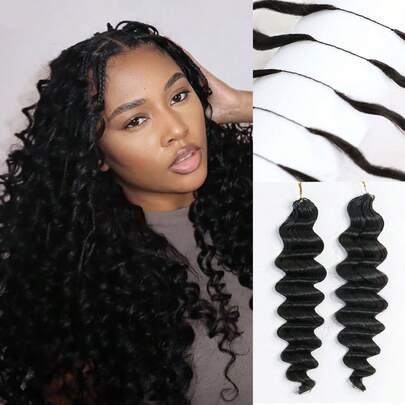 7 Gói 350g Tóc giả bện kiểu Boho, tóc thật Remy, kiểu sóng sâu, không đường nối, màu đen tự nhiên, dành cho tóc mỏng, tóc giả bện siêu nhỏ, kiểu sóng sâu, kiểu thắt nút thần kỳ.