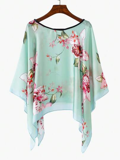 1pc Women's Elegant Floral Print Faux Silk Short Shawl, Lightweight Casual Outerwear For Spring/Summer Outdoor, Travel, Sun Protection