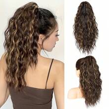 Tóc giả đuôi ngựa nối dài 18 inch màu đen có kẹp càng cua dành cho nữ, tóc giả nhiều lớp dày, bồng bềnh, gợn sóng, tóc giả tổng hợp mềm mại. - Nhiều màu - Xem 15