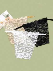 3pcs Women's Black & White Lace Detachable Collar, Adjustable 3-Tier Modesty Panel - Multicolor - View 1