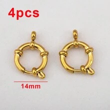4 Peças Fecho de Mola Redondo de Aço Inoxidável Ajustável, Ganchos de Pressão Náuticos Multifuncionais Ajustáveis, Acessórios Conectores de Joias para Fazer Colar, Pulseira, Tornozelo DIY - fivela de aço inoxidável - Visão 12
