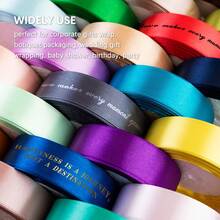2/5/10/20/30/50/90m Customizable Text Satin Ribbon, Personalized 1cm/1.5cm/2cm Width Satin Ribbon, Colorful Silk Ribbon Suitable For DIY Crafts, Making Bows, Wedding Decoration, Gift Wrapping And Party Decoration, Birthday Gift Packaging - Red - View 6