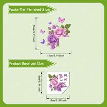 1pc Purple Rose & Butterfly Switch Sticker, Removable Floral Wall Decal, Waterproof Romantic Decoration For Light Switch And Outlet - one-size - View 6