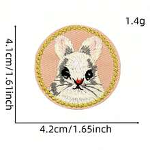 1pc Cute Cartoon Dog & Cat Embroidered Cloth Patch Decorative Sticker, Round Animal Sticker Accessory For Computer Embroidered Badge Logo - Cartoon Animal Patch - View 13