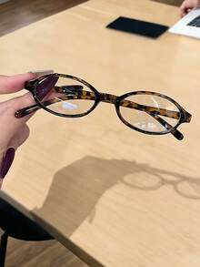 1副复古小框锌合金眼镜，椭圆形镜框，适合学生和女士，四季皆宜 - 彩色 - 查看 18