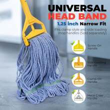 Onesimus Mop Head Replacement, Commercial Heavy Duty 16 Oz 4-Ply Cotton Looped End Wet Mop Heads, Blue, With 1.25" Universal Headband For Industrial, Janitorial And Restaurant Cleaning, 3 Pack - ColorA - 查看 4