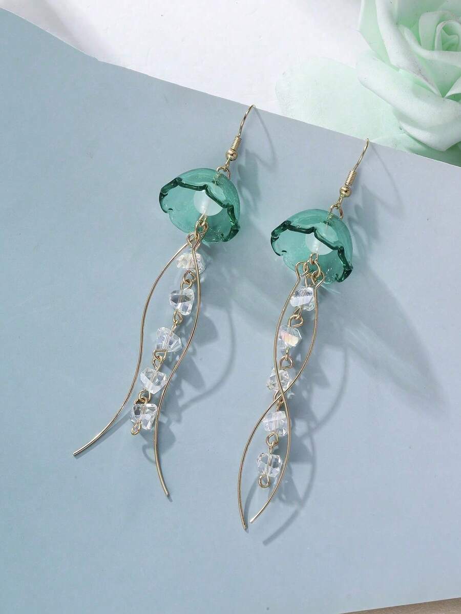 1 par de pendientes con borlas de medusa, pendientes elegantes con medusa y borlas de estilo europeo y americano - Unitalla - Ver 1