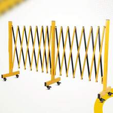 Portable Expandable Folding Gate – Heavy Duty Yellow Steel Expandable Barricade With 360° Locking Castors, Foldable Middle Section Temporary Driveway Gate - C - View 2