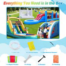 21 Ft(L) Inflatable Backyard Water Slide For Kids & Adults, Commercial Grade PVC Pool, 6 Ft Long Waterslide, Purple Outdoor Castle, Summer Fun, Dry Wet Use, No Blower,  21 X 9 X 12 Ft - Purple - View 9