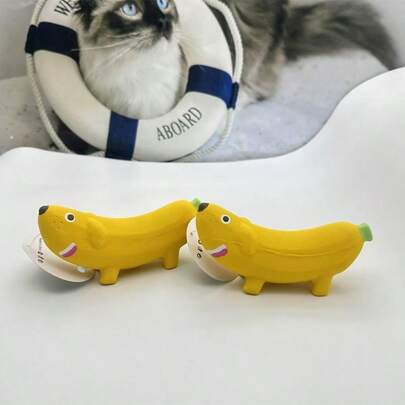 Squeaky Toy, Latex Fruit Banana Pear Duck Chew Toy For Small/Medium Dogs