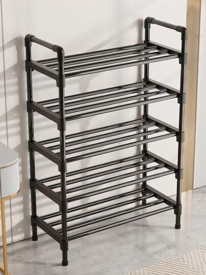 Single Row Freestanding Shoe Rack, Stackable Shoe Organizer, Black Shoe Rack Suitable For Entryway, Closet, Bedroom, Hallway, Patio (Some Steel Pipes May Have Minor Paint Peeling, Which Is A Normal Phenomenon And Will Not Affect The Normal Use Of The Product, Will Not Reduce The Product Experience, And Will Not Affect The Sturdiness Of The Product)