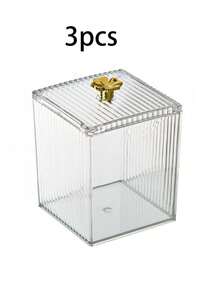 New Dust-Proof Makeup Pad, Lipstick, Cotton Swab Storage Box (With Lid) - Clear - View 7