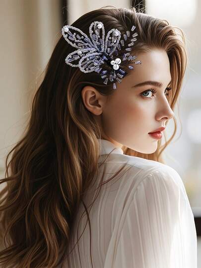 1pc Elegant Women's Hair Accessory, Fashion Crystal Hair Clip, Bridal Headpiece, Suitable For Wedding, Party, And Daily Wear, Spring/Summer Hair Decoration