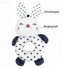 0-12 Months Baby Soft Animal Rattle Toys, Black & White Plush Shaker Toys - Black and White - View 3