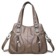 Women's Soft Leather Handbag That Can Be Used As A Shoulder Bag Or Crossbody Bag. Its Design Is Simple, Casual, Elegant And Versatile, Ideal For Middle-Aged Mothers. - 卡其色 - 查看 1