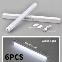 1/6 piezas Luz LED recargable con sensor de movimiento para armario, luz nocturna, luz decorativa, 3 temperaturas de color ajustables, adecuada para armarios, roperos, cocina, dormitorio, armarios, escaleras, pasillos, decoración del hogar e iluminación portátil - Luces de gabinete - Ver 22